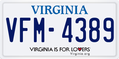 VA license plate VFM4389