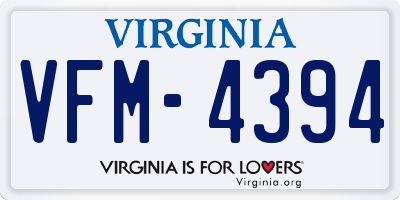 VA license plate VFM4394