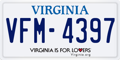 VA license plate VFM4397