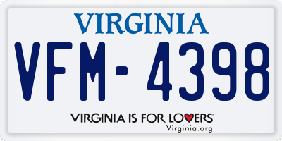 VA license plate VFM4398