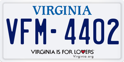 VA license plate VFM4402