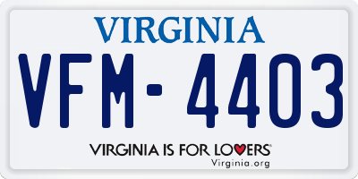 VA license plate VFM4403