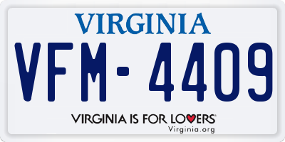 VA license plate VFM4409