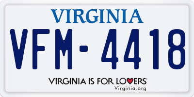 VA license plate VFM4418