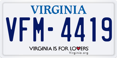 VA license plate VFM4419