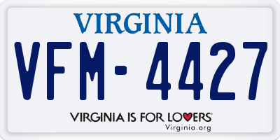 VA license plate VFM4427