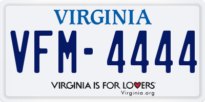 VA license plate VFM4444