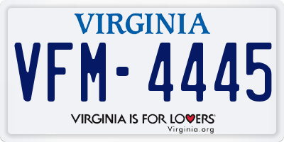 VA license plate VFM4445
