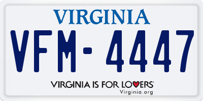 VA license plate VFM4447