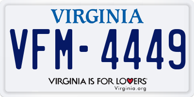 VA license plate VFM4449