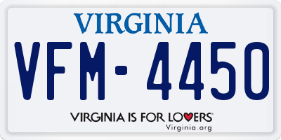 VA license plate VFM4450