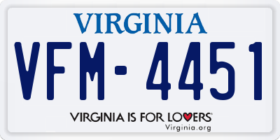 VA license plate VFM4451