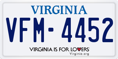 VA license plate VFM4452