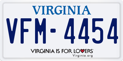VA license plate VFM4454