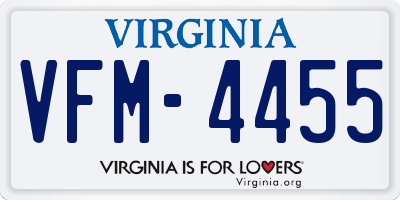 VA license plate VFM4455