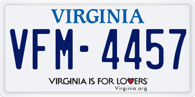 VA license plate VFM4457