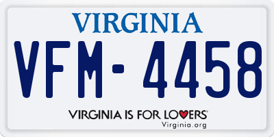 VA license plate VFM4458