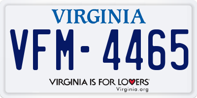 VA license plate VFM4465