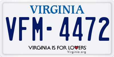 VA license plate VFM4472