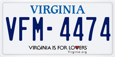 VA license plate VFM4474