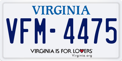 VA license plate VFM4475