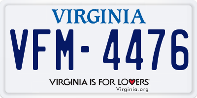 VA license plate VFM4476