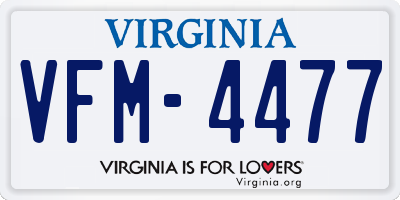 VA license plate VFM4477