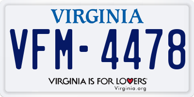 VA license plate VFM4478