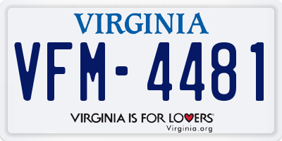 VA license plate VFM4481