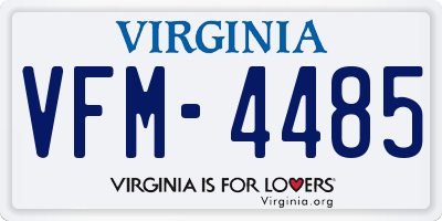 VA license plate VFM4485