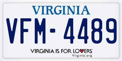 VA license plate VFM4489