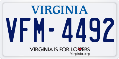 VA license plate VFM4492