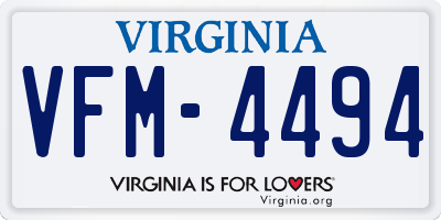 VA license plate VFM4494