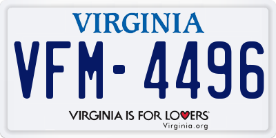 VA license plate VFM4496