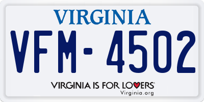 VA license plate VFM4502