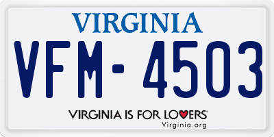VA license plate VFM4503