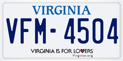 VA license plate VFM4504