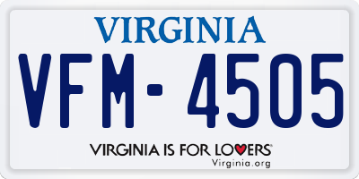 VA license plate VFM4505