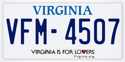 VA license plate VFM4507