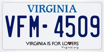VA license plate VFM4509