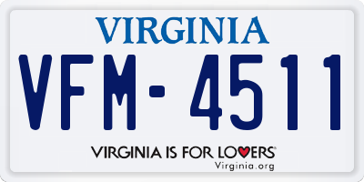 VA license plate VFM4511