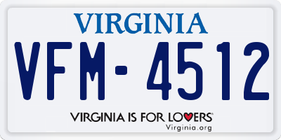 VA license plate VFM4512