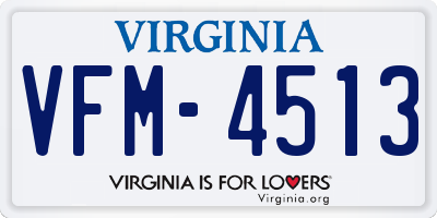 VA license plate VFM4513