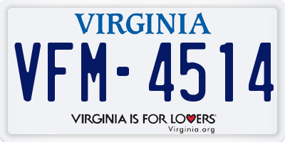 VA license plate VFM4514