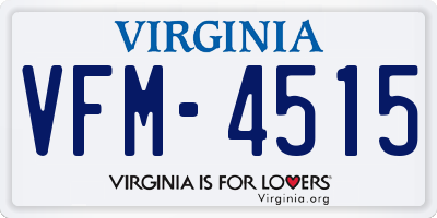 VA license plate VFM4515