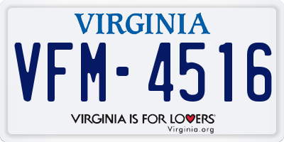 VA license plate VFM4516