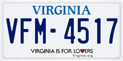 VA license plate VFM4517