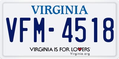 VA license plate VFM4518