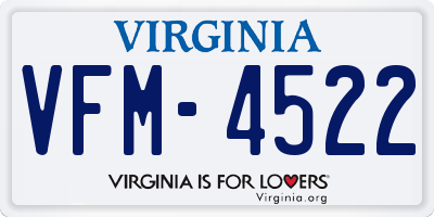 VA license plate VFM4522