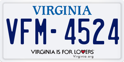 VA license plate VFM4524
